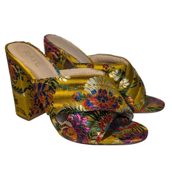 RAYE x‎ REVOLVE Monroe Mule Floral Gold Brocade Slide Mule Women's Size 8 - Picture 2 of 16